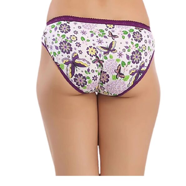 Deevaz High Waist Floral Butterfly Printed Hipster Panty With Purple Colour Details.