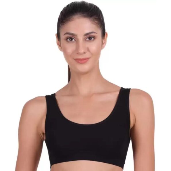 Deevaz Medium Impact Non-Padded Non-Wired Sports Air Bra In Black Colour For Teenagers