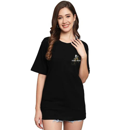 Deevaz Women Comfort Fit Round Neck Half Sleeve Cotton T Shirts In Black Color.