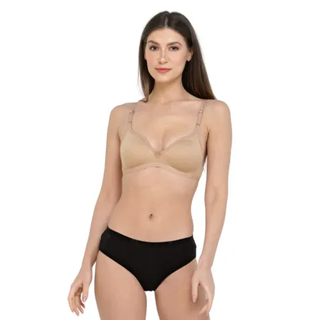 Deevaz Spacer Cup Everyday Non-Padded Non-Wired Full Coverage Bra in Nude Colour.