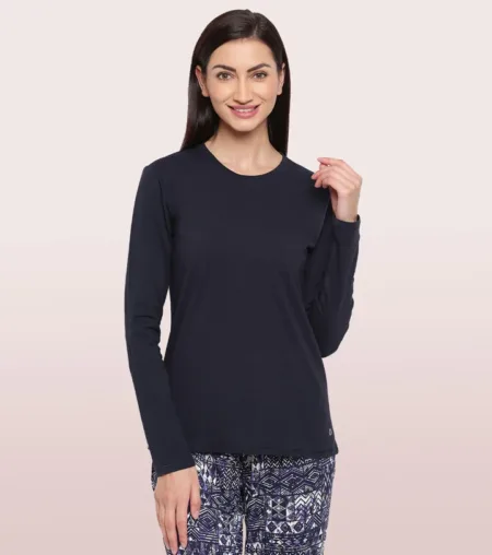 Deevaz Cotton Long Sleeve Crew Tee In Black Color.
