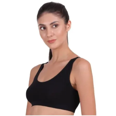 Deevaz Medium Impact Non-Padded non-wired Sports Air Bra in Black Colour for Teenagers