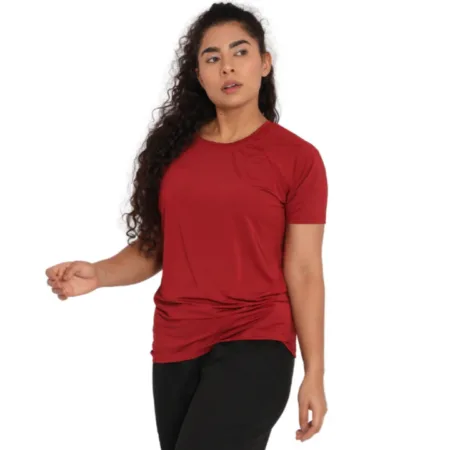 Deevaz Women Comfort Fit Round Neck Half Sleeve Neon T Shirts In Neon Maroon Color