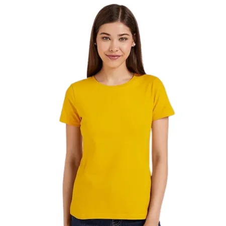 Deevaz Women Comfort Fit Round Neck Half Sleeve Cotton T Shirts In Yellow.