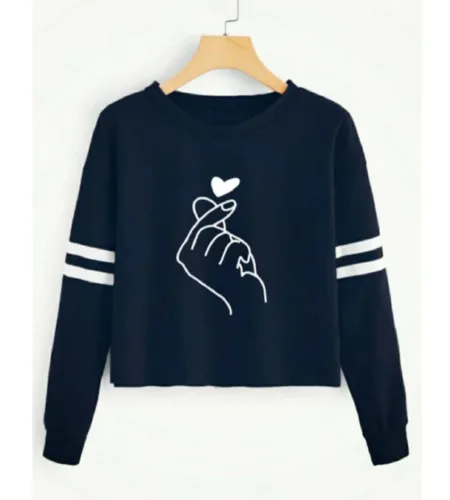 Deevaz Women's Regular Full T-shirt With Patti Navy
