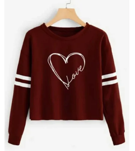 Deevaz women's Full T-shirts With Patti Maroon Heart