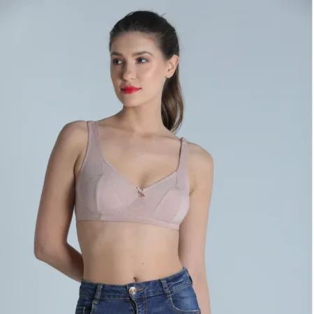 Deevaz Cotton Rich Non-Padded Non-Wired Full coverage Bra in Nude Peach Colour.