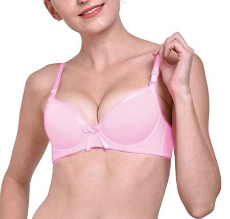 Deevaz Padded Women's Cotton Rich Medium Coverage wired Push-up Bra in0 Baby Pink Colour