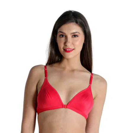 Deevaz Front open Cotton T-Shirt Bra Carrot Pink Colour