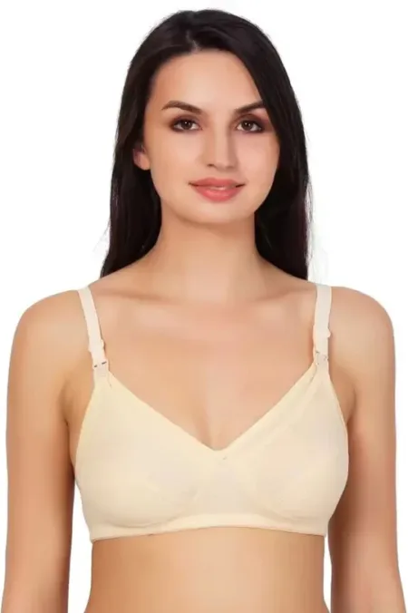Deevaz Women Maternity/Nursing Non Padded Bra (Skin, White, Black)