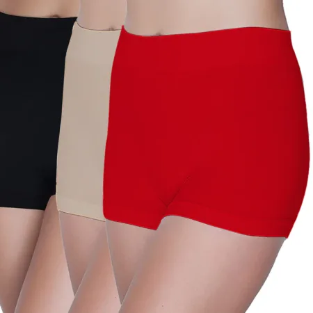 Deevaz Combo Of 3 Mid Rise Full Coverage Seamless Boy Shorts In Multicolour