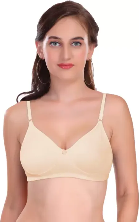 Deevaz Women's Poly Cotton Padded Wire Free Regular Bra In Skin Color.
